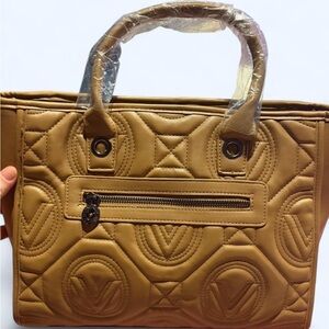 Valentino Orlandi Tan Quilted Handbag NWT